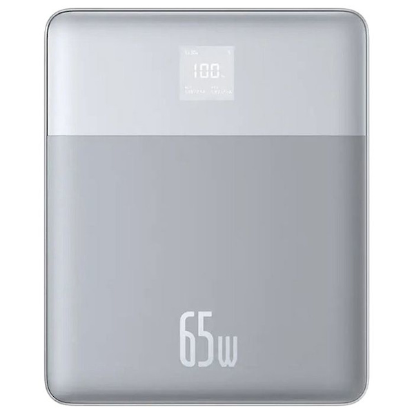 Baseus - Blade externt batteri (P10063801S13-00) - 2x Type-C, 65W, 12000mAh, Digital display, med USB-C kabel - Silver Silver