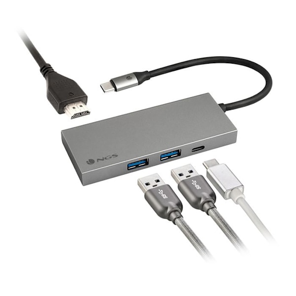 NGS Wonder Dock4 Pro USB-C 3.0 till HDMI, 2 USB-A- och USB-C-adapter