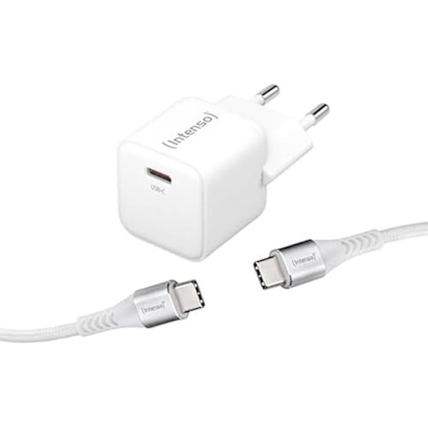 USB-laddare - INTENSO - W30C - 30W - 3A - USB-C med kabel ingår Vit