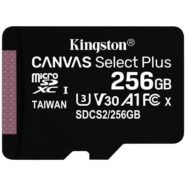 Kingston Technology Canvas Select Plus flashminne 256 GB MicroSDXC Class 10 UHS-I (256 GB MICROSDXC CANVAS SELECT - 100R A1 C10