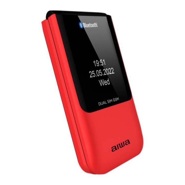 Aiwa FP-24RD RED stora nycklar senior mobiltelefon, clamshell telefon, dubbla SIM, färgskärm, kamera