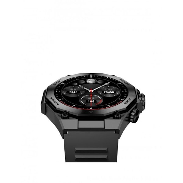 KSIX Titanium Black Round Dial Smart Watch med 1,43" AMOLED-pekskärm, Bluetooth 5.3-anslutning, vattentäthet