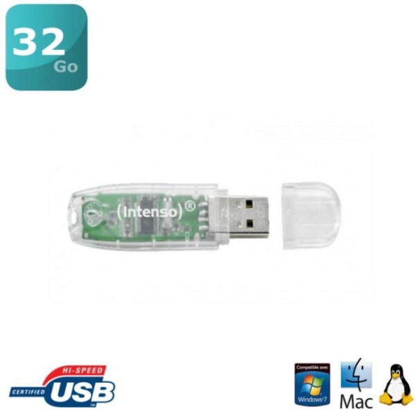 Intenso 32GB Rainbow USB Flash Drive Transparent