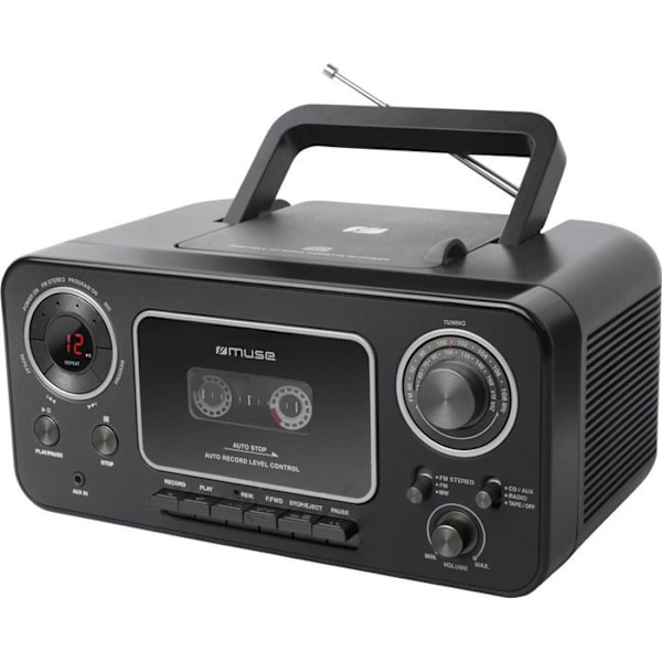 Boombox - MUSE - Radio CD K7 M 182 RDC - CD-spelare, Radio, Kassettspelare - Integrerad mikrofon Svart