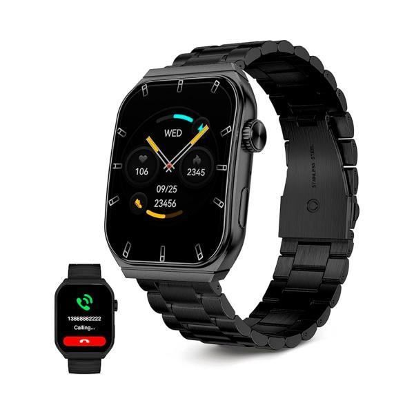 KSIX Olympo Black Square Dial Smartwatch med 1,96" AMOLED-pekskärm, Bluetooth 5.3-anslutning, vattentäthet