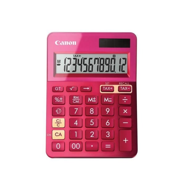 CANON Desktop-kalkylator LS-123K - 12 siffror - Solpanel, batteri - Metallisk rosa