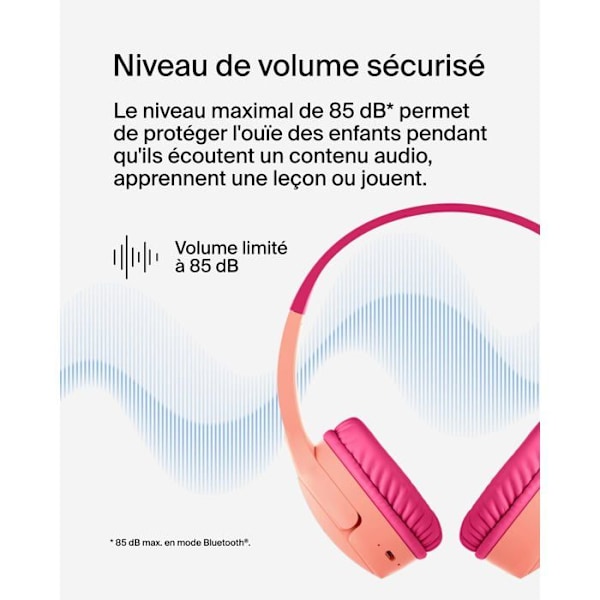 Barnhörlurar - BELKIN - Soundform Mini - Rosa - Sladd - Över-örat Rosa