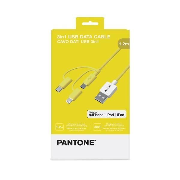 ESPRINET PANTONE 3 I 1 KABEL GUL 1,2 M | USB-C-KONTAKT, LIGHTNIN