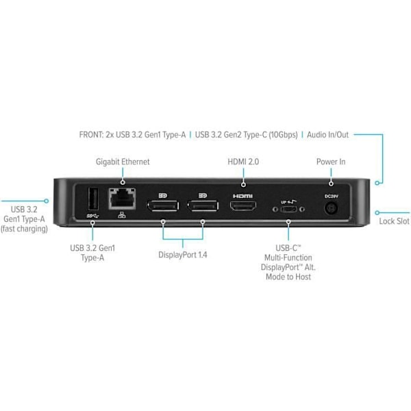 TARGUS dockningsstation - DOCK430EUZ - USB-C Alternativ DisplayPort - Trippel video - 85W strömförsörjning