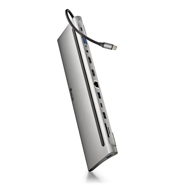Multi-port USB-C-adapter - NGS - WONDER DOCK 12 i 1 - 2x HDMI - VGA - Snabbladdning 100W