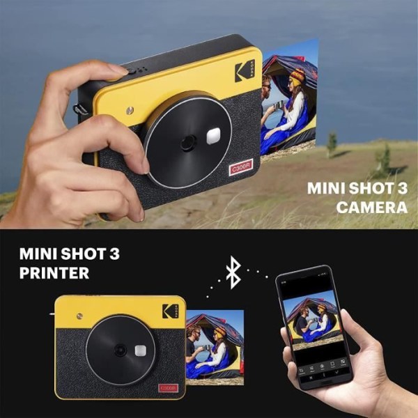 Kodak Mini Shot 3 Retro, Instant Film Camera med inbyggd bärbar fotoskrivare, iOS- och Android-kompatibel