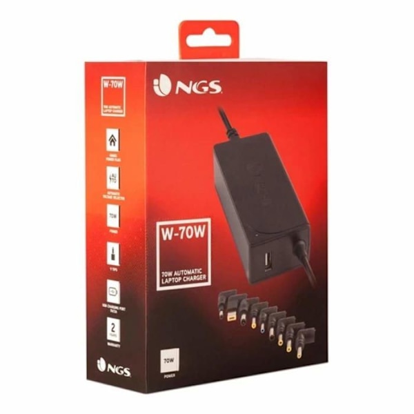 NGS W-70W Strömadapter - 24 W - För bärbar dator - Svart