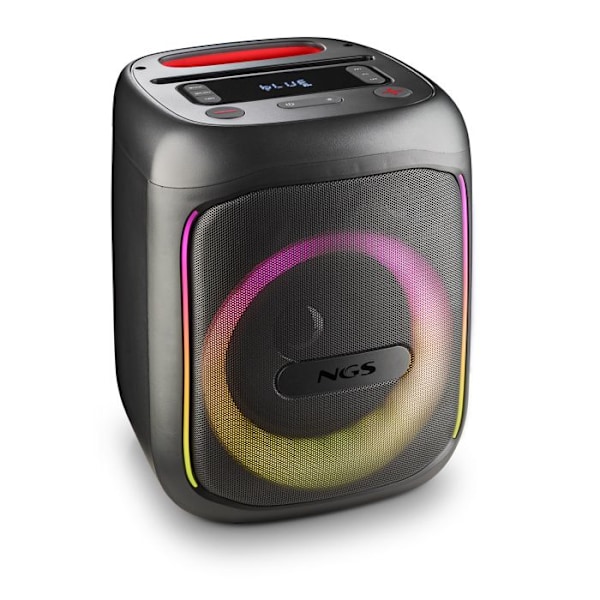 NGS Wild Swag Go: bärbar högtalare 80 W, batteri 10 h och LED-lampor - BT/TWS/USB/TF/AUX IN, mikrofoningång, DSP, svart. Svart