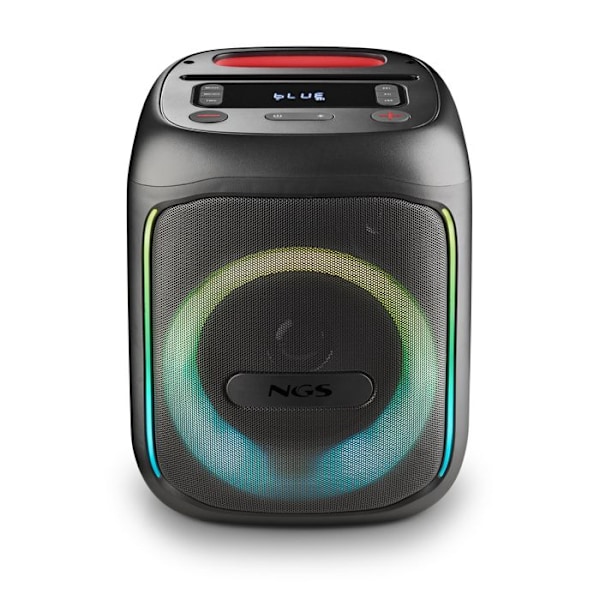NGS Wild Swag Go: bärbar högtalare 80 W, batteri 10 h och LED-lampor - BT/TWS/USB/TF/AUX IN, mikrofoningång, DSP, svart. Svart
