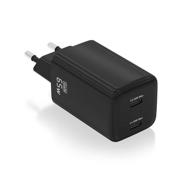 CARGADOR AISENS GAN 65W 2XUSB-C PD3.0 QC4.0 SVART Svart