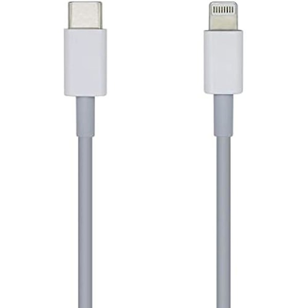 AISENS A102-0442 USB 2.0 USB-C till LIGHTNING PD 2A-kabel, LIGHTNING/M-USB-C/M, vit, 1,0 m