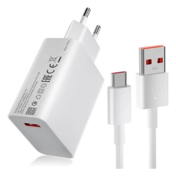 Xiaomi Charging Combo 33W USB-A snabbladdare + USB-C datakabel Vit MDY-11-EZ