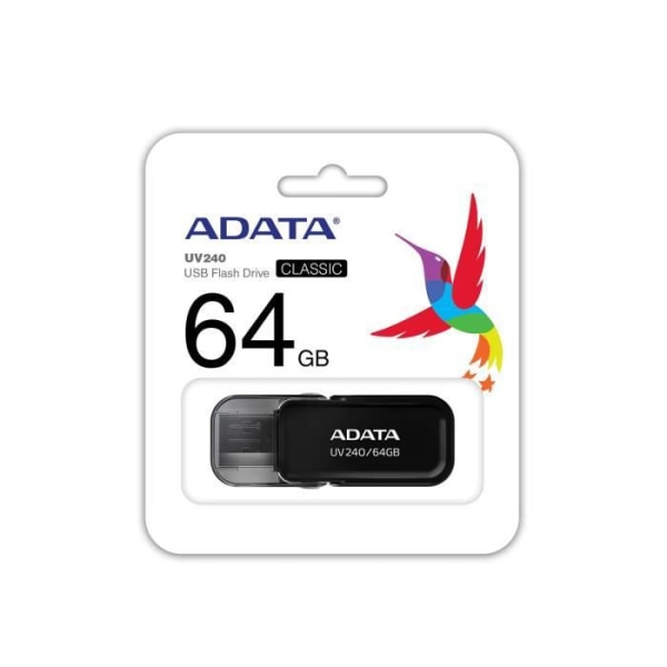 ADATA UV240 USB-minne - 64 GB - USB 2.0 - Cap - Svart