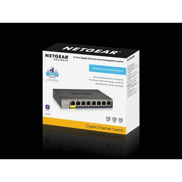 Switch - NETGEAR - GS108Tv3 - 8 portar RJ-45 - Gigabit Ethernet - Hanterad