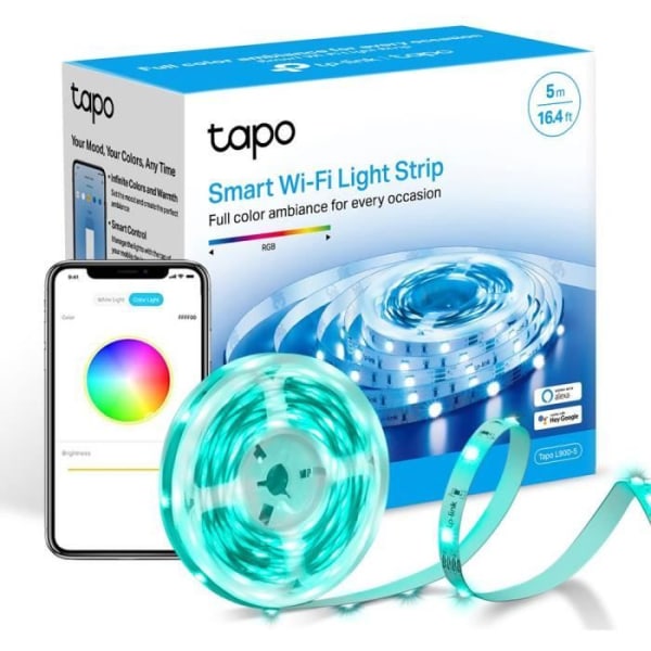 LED-remsa - TP-LINK - TAPO L900-5 - 5M - WiFi - RGB 16 miljoner färger - Kompatibel med Alexa, Google Home och Siri