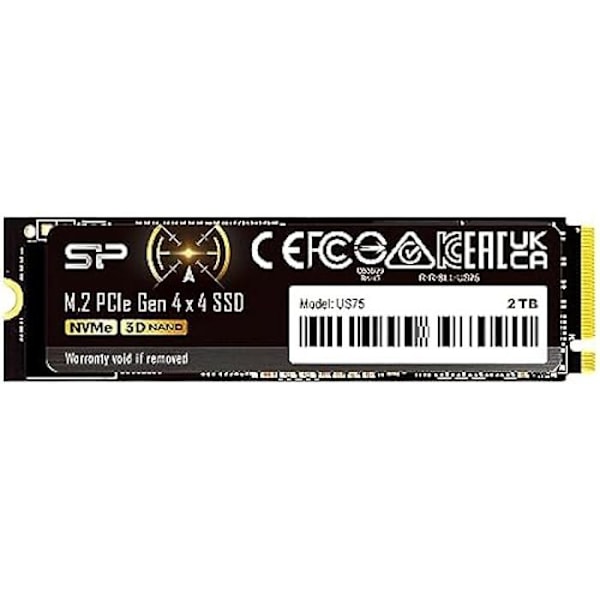 Silicon Power SSD 2 To US75 Series M.2 2280 NVMe4.0 Gen4 PCIe M.2 Maximal läshastighet 7000 Mo/s Maximal skrivhastighet 6500 Mo/s Garanti 5