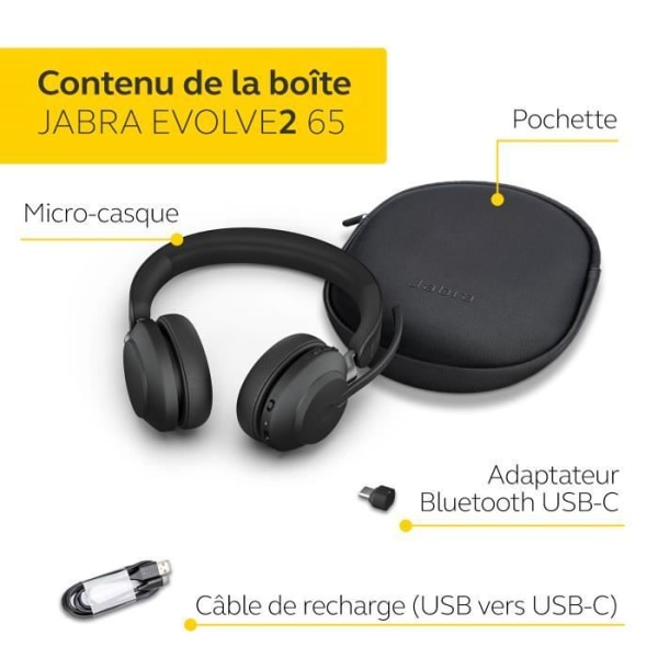 Jabra Evolve2 65 Headset - USB-C UC Stereo - Svart