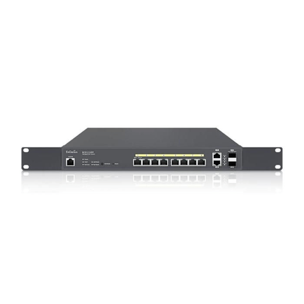 Gigabit PoE-switch - ENGENIUS - ECS1112FP - 8 portar - 130 W - Funktioner av företagsklass Svart