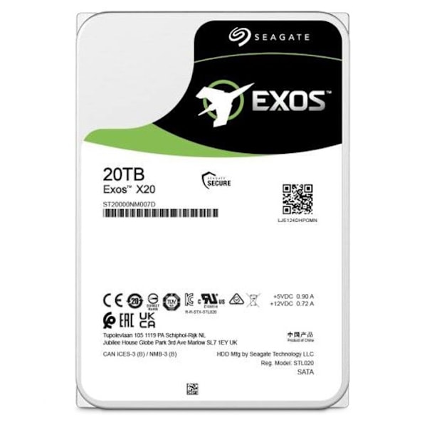 Hårddisk - Seagate - ST20000NM007D - 20TB - 3,5" - Garanti 2 år
