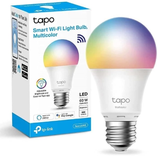 TP-Link Tapo Wifi Connected Bulb, Multicolor, E27 kompatibel med Alexa, Google Home och Siri, Tapo L530E