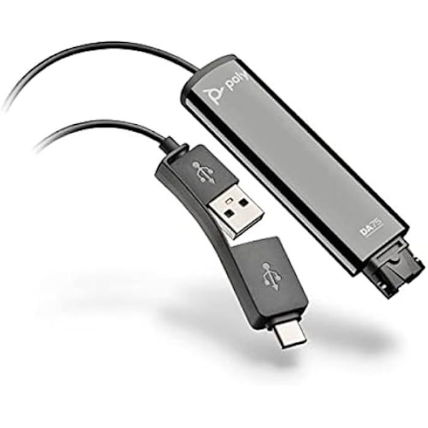 USB-A/C Adapter - Poly - DA75 - Intelligent Headset Recognition - EncorePro Headset