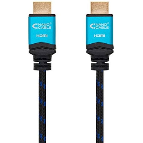 NANOCABLE High Speed HDMI V2.0-kabel med Ethernet, 4K vid 60Hz, 18 Gbps, A/M-A/M, ARC 3D Ultra HD, Svart, 1,0mts Svart