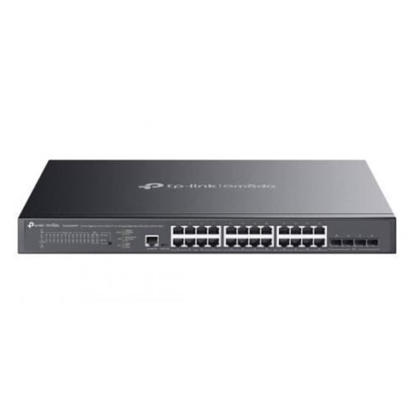 Switch 24 portar Gigabit med 4 portar 10GE SFP+, L2+ hantering, 16 portar PoE+ och 8 portar PoE++.