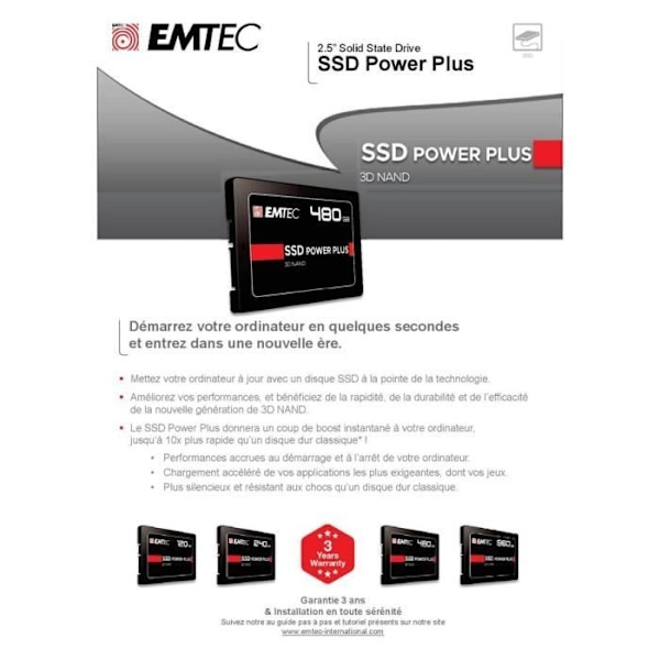 EMTEC Power Plus intern SSD-enhet - 480 GB - SATA 6 Gb/s - Stötsäker