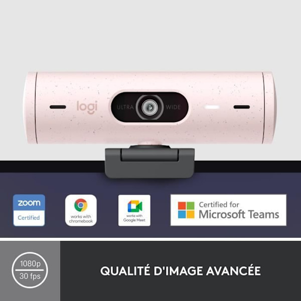 Logitech Brio 500 webbkamera HD-webbkamera med dubbla brusreducerande mikrofoner - rosa