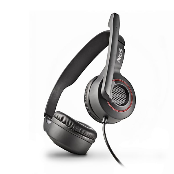NGS MSX 10 PRO Headset - Lätt On-Ear med 3,5 mm uttag för dator och dubbeljackadapter för PC