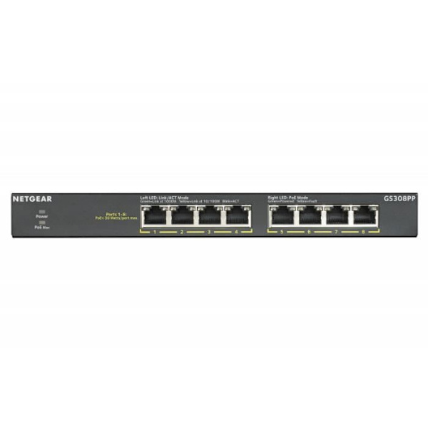 NETGEAR - 8-PORTAR GE PoE - 8-PORTAR GE PoE+ OHANTERAD Svart