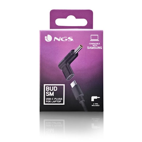 NGS BUD-SM: Pack med 3 USB-C strömadaptrar kompatibla med SAMSUNG bärbara datorer.
