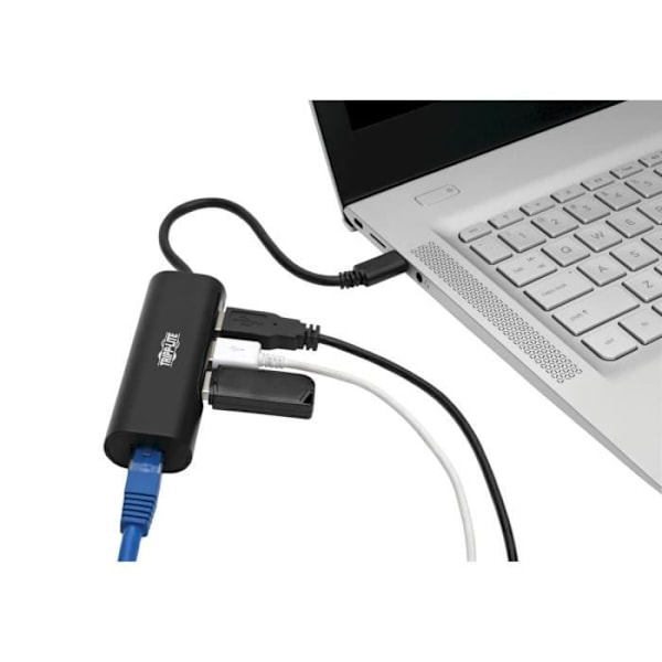 EATON TRIPPLITE 3-portars USB-C-hubb EATON TRIPPLITE 3-portars USB-C-nav med LAN-port USB-C till 3x USB-A-portar och Gbe USB 3.0 Black