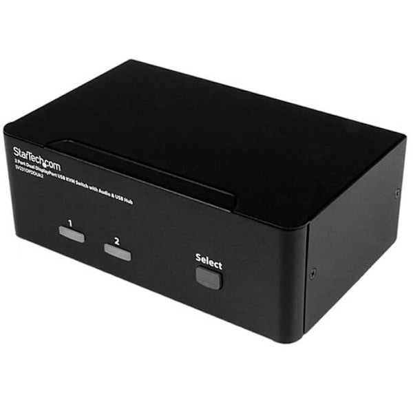 KVM-brytare - StarTech.com - SV231DPDDUA2 - 4K Ultra HD - 2 portar - Dubbel visning Svart