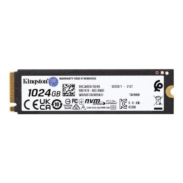 KINGSTON - Intern SSD - KC3000 - 1024GB - M.2 NVMe (SKC3000S/1024G)