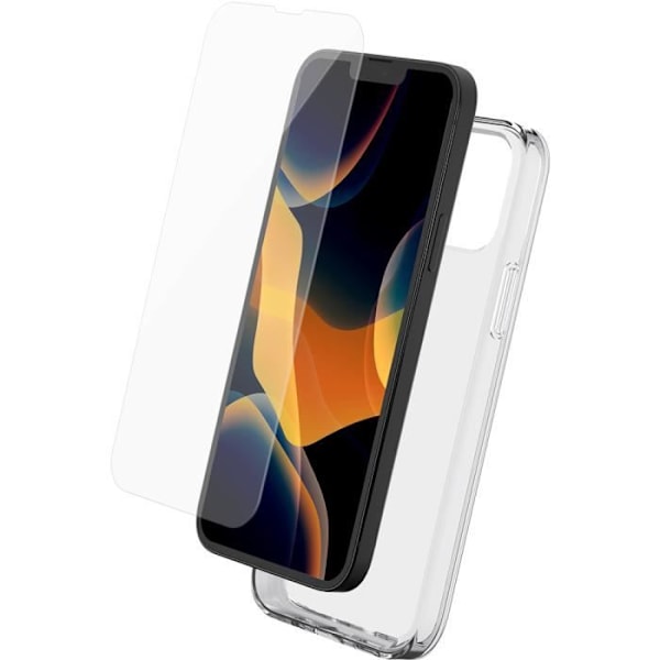 Pack Transparent mjukt fodral + plattskärmsskydd i härdat glas för iPhone 13 Pro Max Bigben