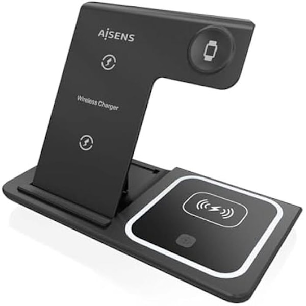 Trådlös laddare - AISENS - ASCH-15W3WC043-BK - 15 W - USB-C - Justerbar vinkel Svart