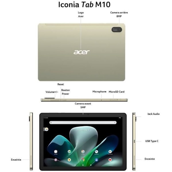 ACER Iconia M10-11-K8TF surfplatta - 10,1" - 128GB - Grå + surfplattaskydd