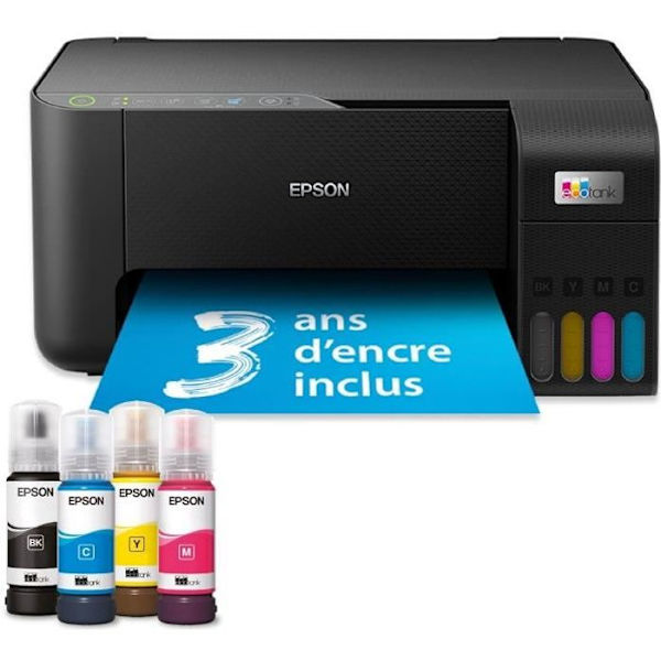 A4 multifunktionsskrivare - EPSON - Ecotank ET-2860 - Wi-Fi - Utrustad med bläckbehållare Svart