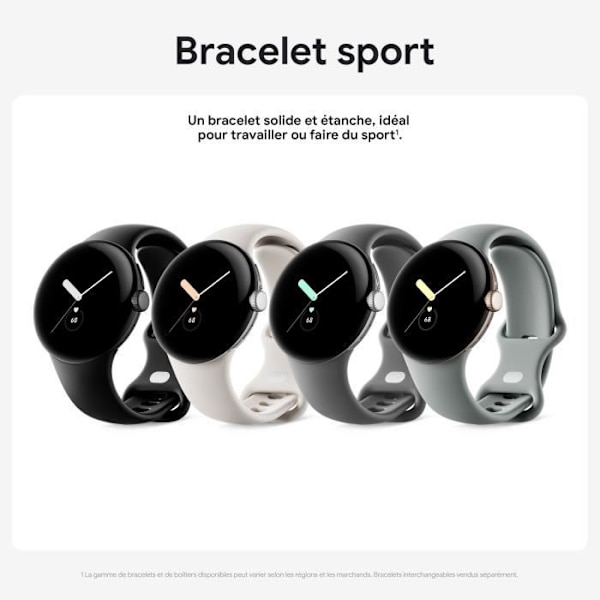 Connected klocka GOOGLE Pixel Watch - 41 mm - Active Gold Champagne - Hasselband Guldfodral i rostfritt stål - Sage 