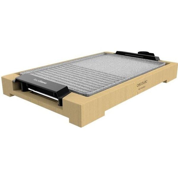 Elgrill - Tasty&Grill - 2000 Bamboo MixStone - 2000 W - Justerbar termostat - Non-stick Grå, Trä