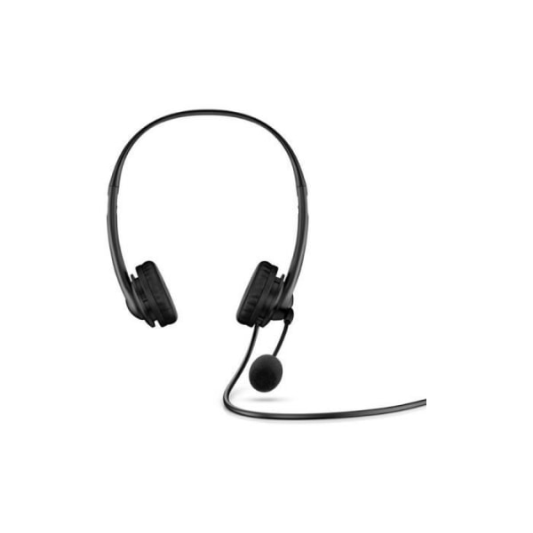 Stereoheadset HP Headset 400 svart trådbundet vegetabiliskt läder idealiskt för distanspendling, hållbart veganskt läder, universellt 3.5 hörlursuttag