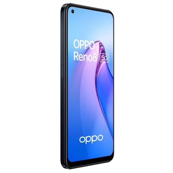 Smartphone - OPPO - Reno8 - 256GB - 5G - Shimmer Black - Dubbel bakåtvänd kamera Skimrande svart