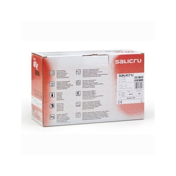 SALICRU SPS 500 ONE S Line-interaktiv växelriktare - 500VA - 2 Shuko/FR-uttag - 3 års garanti