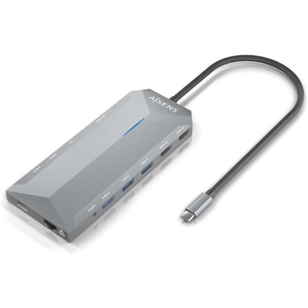 USB-C Konverter 12 i 1 - AISENS - Modell ASUC-12P005 - 2 x HDMI 4K - Aluminium - Grå